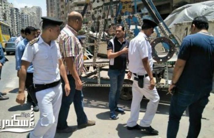حملة لإزالة الباعة الجائلين وجميع الإشغالات في نطاق حي المنتزه وميدان سيدي بشر بالإسكندرية