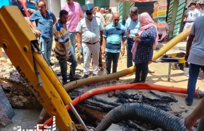 مياه الشرب بالإسكندرية.....إصلاح كسر بخط مياه 12 بوصة بالورديان