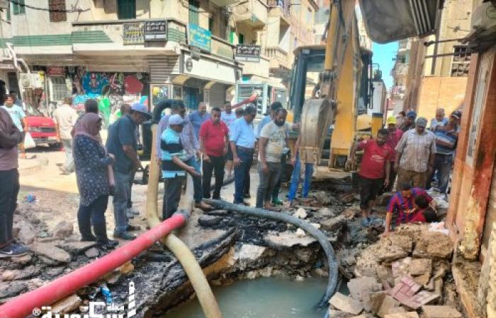 مياه الشرب بالإسكندرية..انقطاع المياه بمنطقة أبو سليمان....بسبب كسر خط عمومى